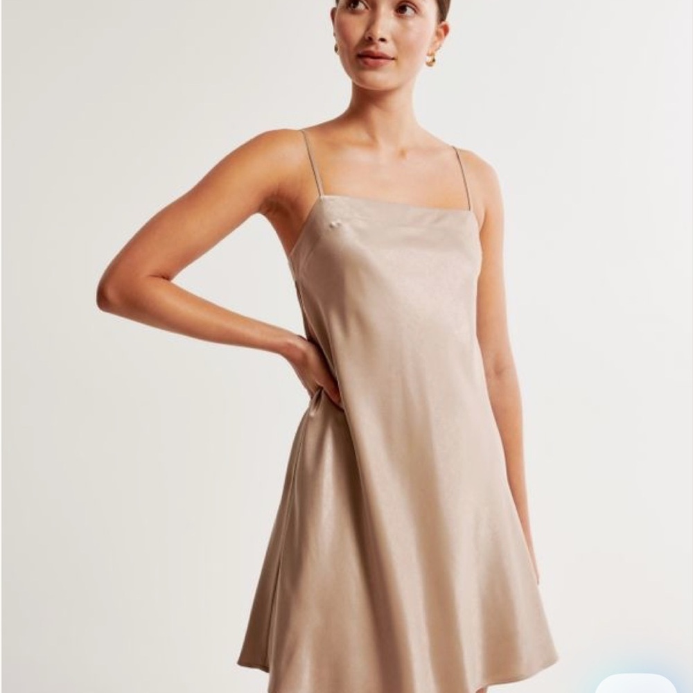 Abercrombie & Fitch 90s Satin Gold Mini Slip Dress Spaghetti Strap